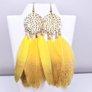 Hari Yellow Feather Earrings